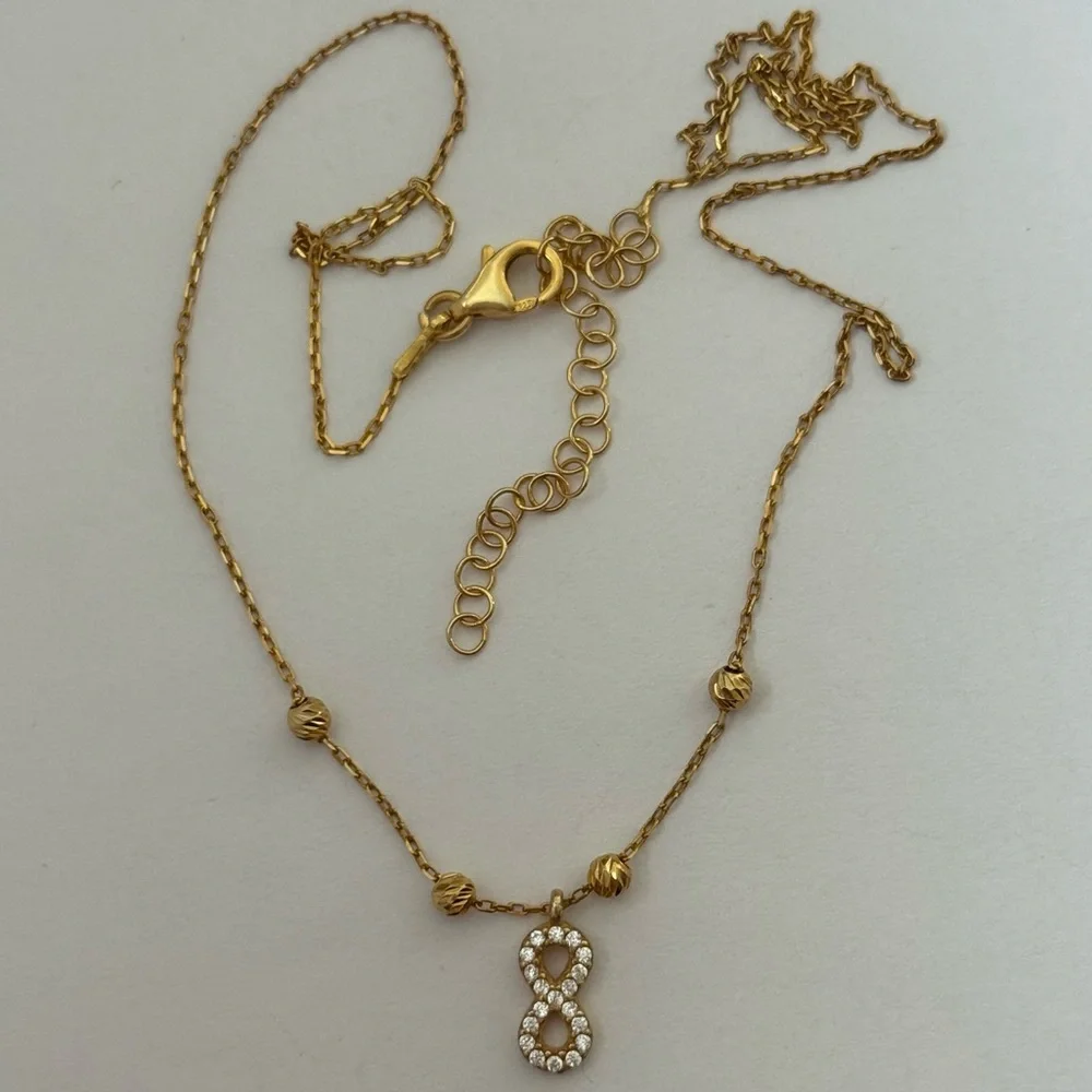 925 Silver infinity necklace 18k yellow gold plated